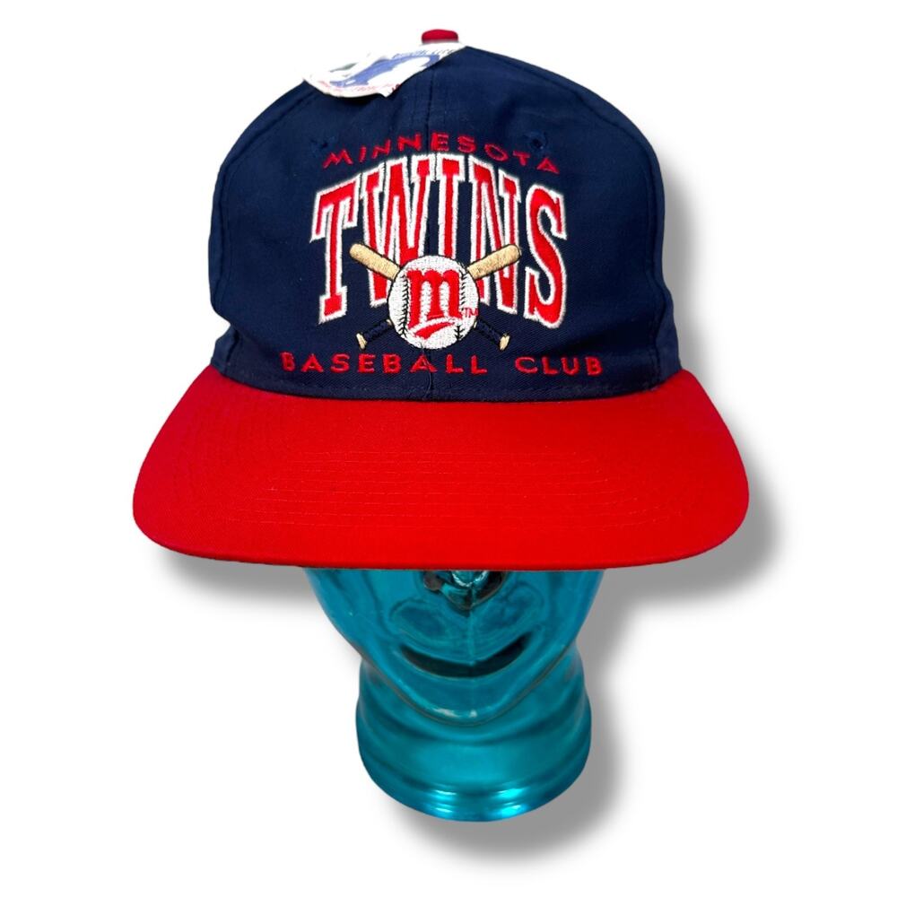 Vintage Eds West Signatures Minnesota Twins Snapback Hat Cap Blue Red 90s New